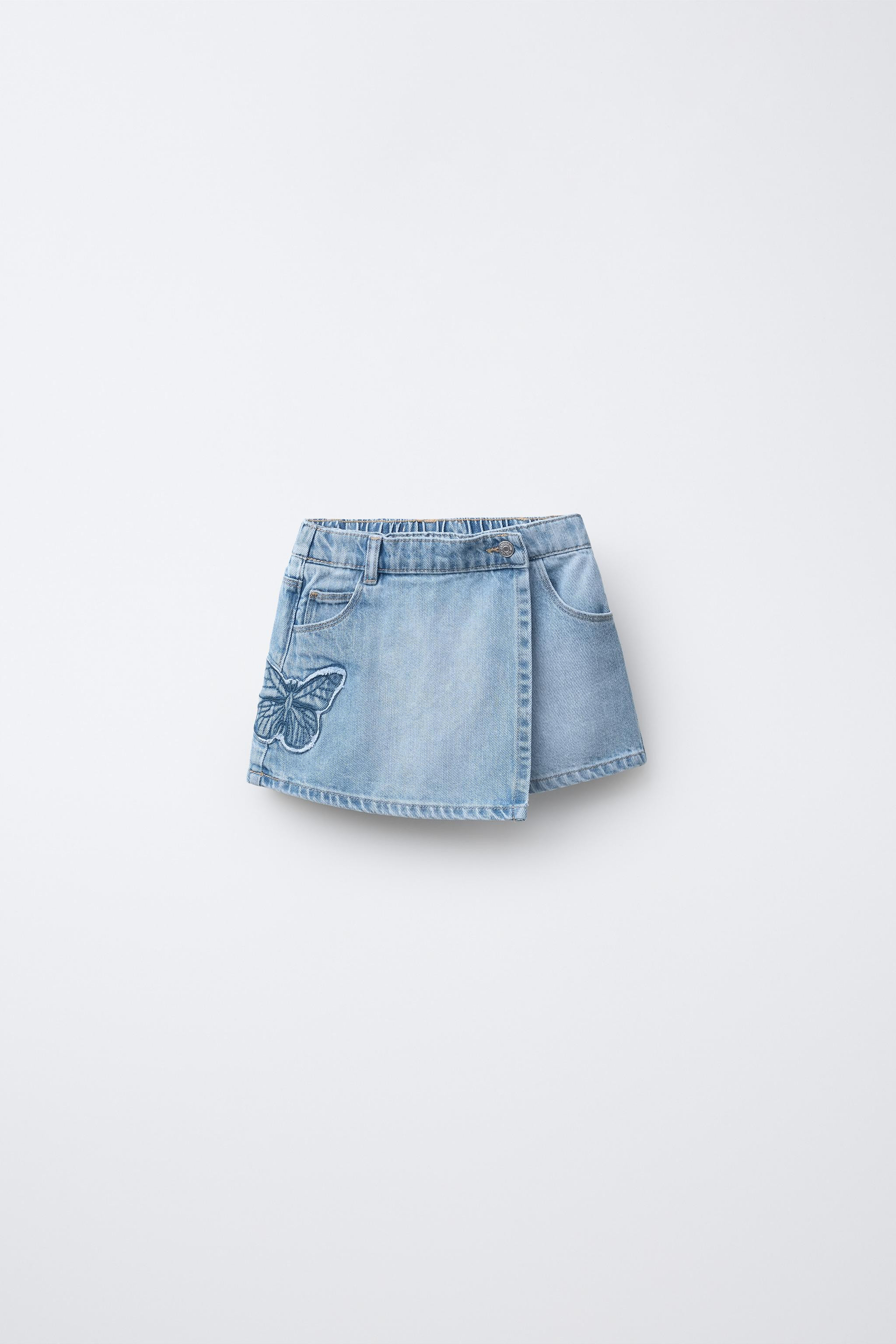 BUTTERFLY DENIM BERMUDA SKIRT | Zara US