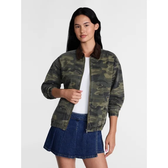 Madden NYC Women's Cotton Twill Bomber Jacket, Sizes XXS-XXL | Walmart (US)