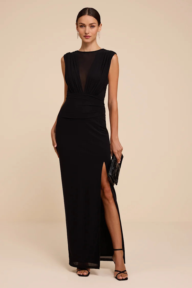 Beatrix Black Plunge Maxi Dress | Lulus