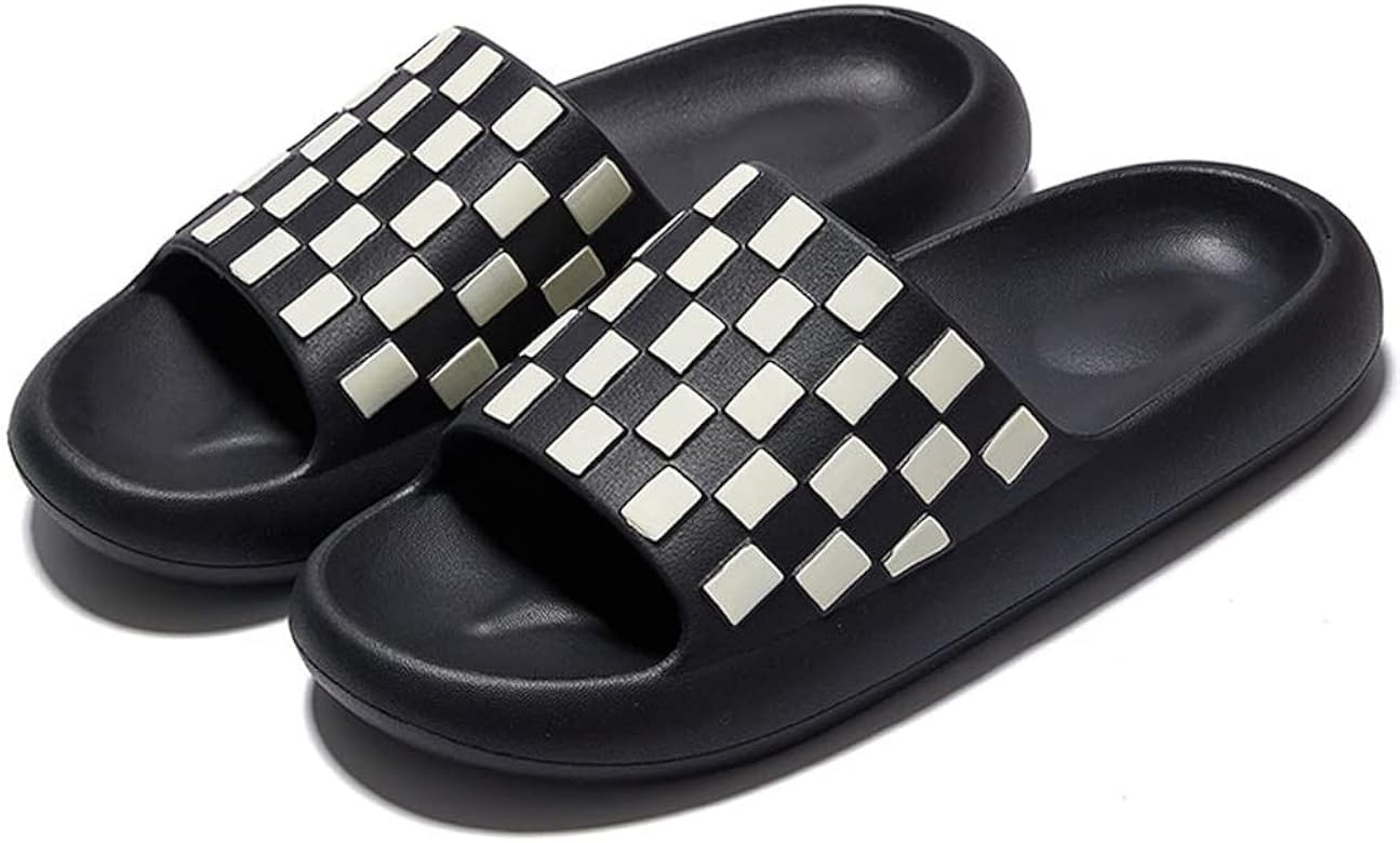 Molodo Unisex Open Toe Slides Non-Slip Fashion Checkerboard Slides Beach Slides Bathroom Slippers... | Amazon (US)