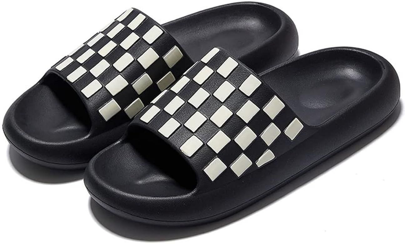 Molodo Unisex Open Toe Slides Non-Slip Fashion Checkerboard Slides Beach Slides Bathroom Slippers... | Amazon (US)