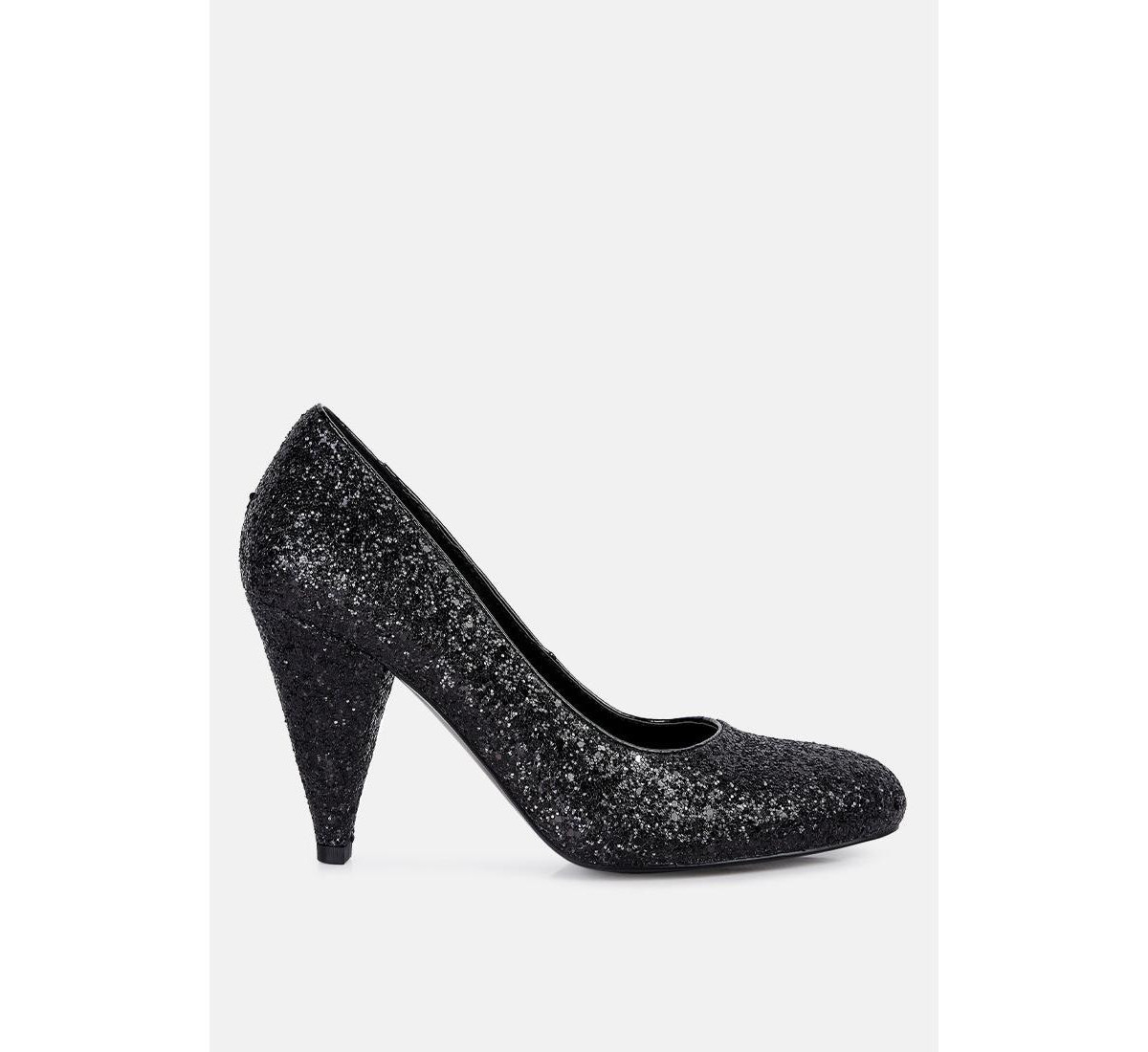 Sugar Plum Glitter Conical Heel Pumps - Black | Macy's