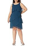 S.L. Fashions womens Plus-size Solid Multi-tier Embellished Shoulder Special Occasion Dress, Midteal | Amazon (US)