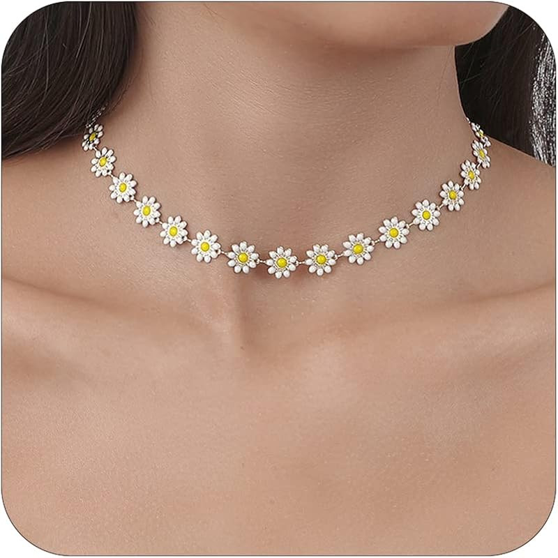 Long tiantian Daisy Necklace for women The Summer I Turned Pretty Necklace Daisy Choker Necklace ... | Amazon (US)