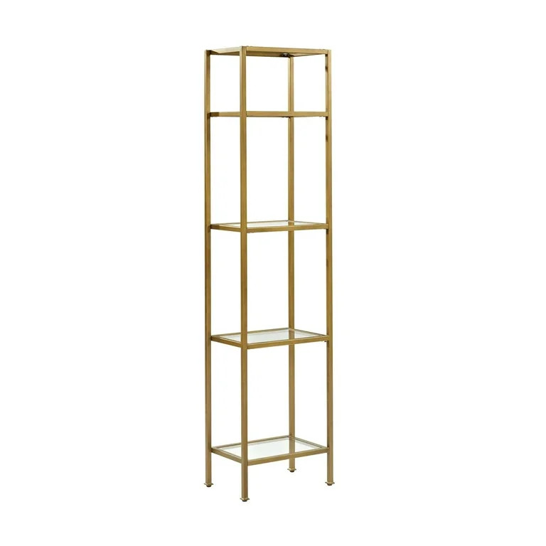 Crosley Furniture Aimee 4 Shelf Narrow Glass/Metal Etagere in Antique Gold | Walmart (US)