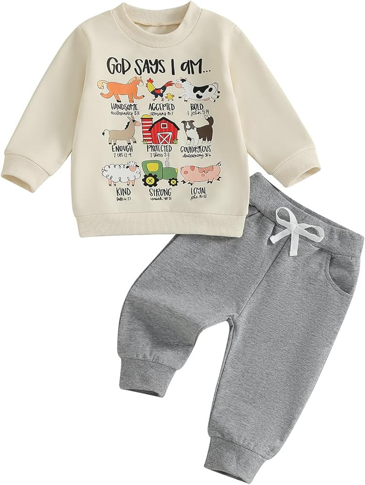 Murnouche Toddler Baby Boy Clothes Fall Winter Outfits Long Sleeve Sweatshirt Casual Pants Set | Amazon (US)
