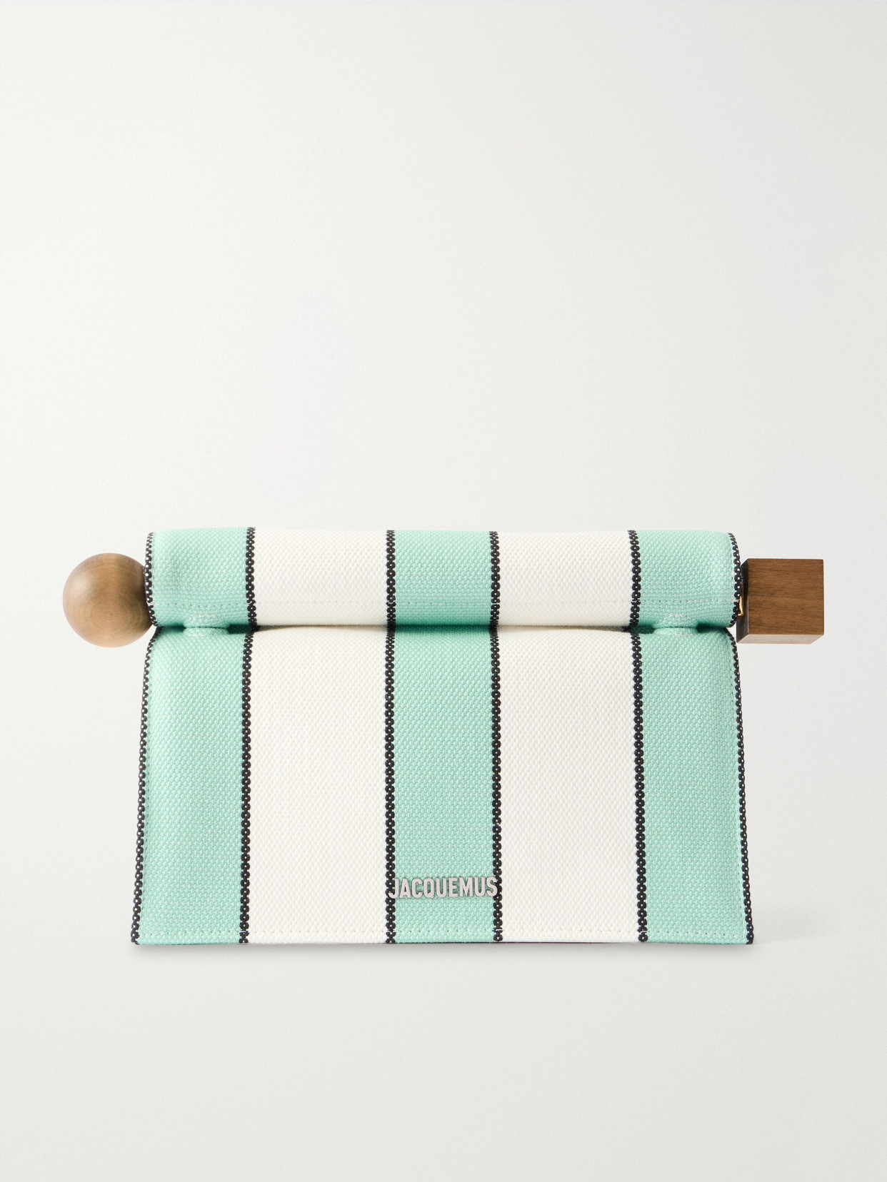 Jacquemus - La Plage Leather-trimmed Striped Cotton Clutch - Blue | NET-A-PORTER (US)