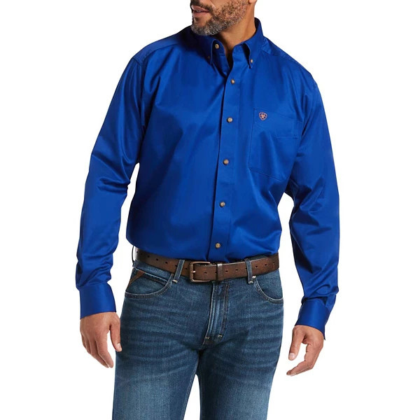 Men's Ariat Solid Twill Classic Fit Long Sleeve Button Up Shirt XLarge Ultramarine | Scheels