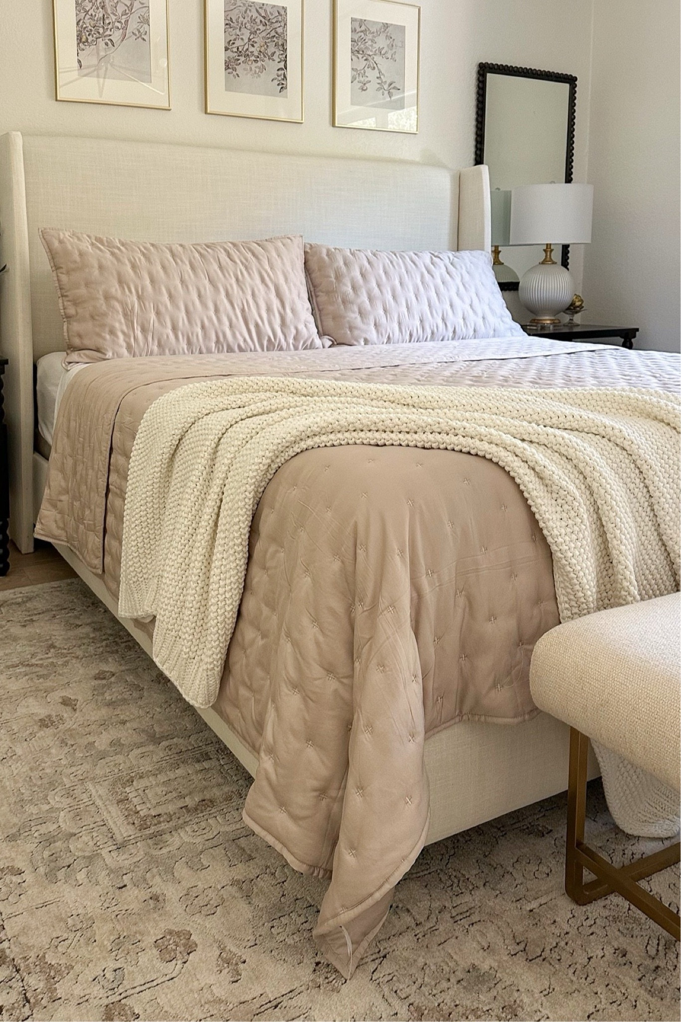 The most gorgeous new bedding from Quince! This bamboo quilt set is buttery soft and has the prettiest subtle sheen! I have the color Sand. I love the classic crisp yet softened feel of their Organic Brushed Cotton sheets, and this throw has an amazing weight to it and looks so luxurious! @onequince #quinceparter

#LTKStyleTip #LTKFindsUnder100 #LTKHome