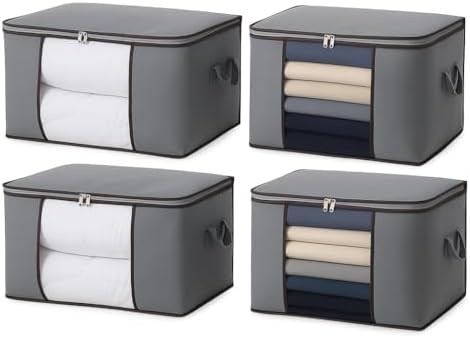 Kit c/ 4 CAIXA Sacos Organizadores REFORÇADO de Roupas e Edredons – Visor Transparente, Zíper... | Amazon (BR)