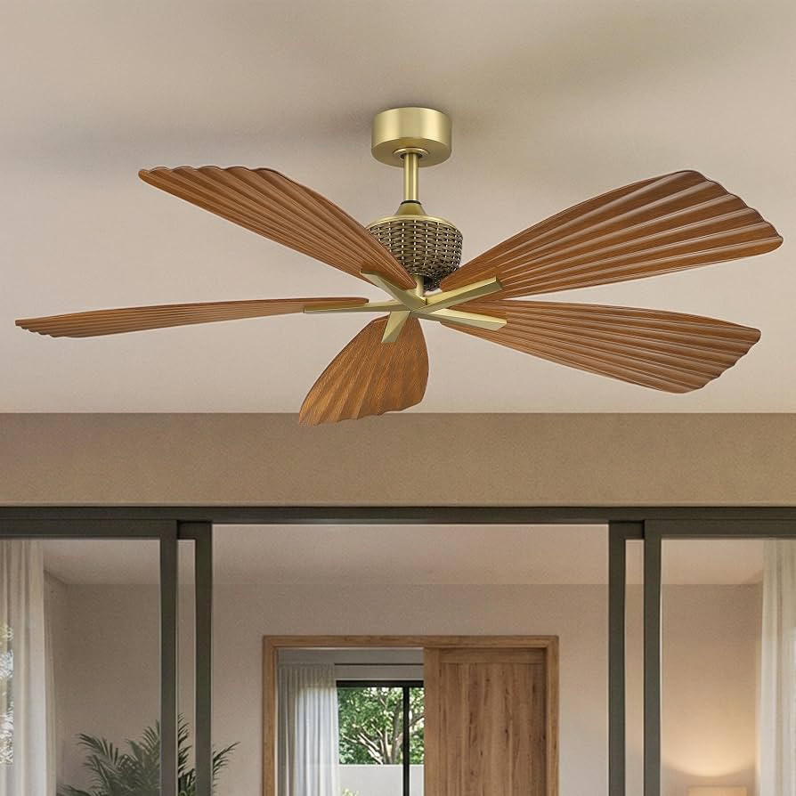 56" Ceiling Fan Without Light, Gold Ceiling Fan with Remote Control | Amazon (US)