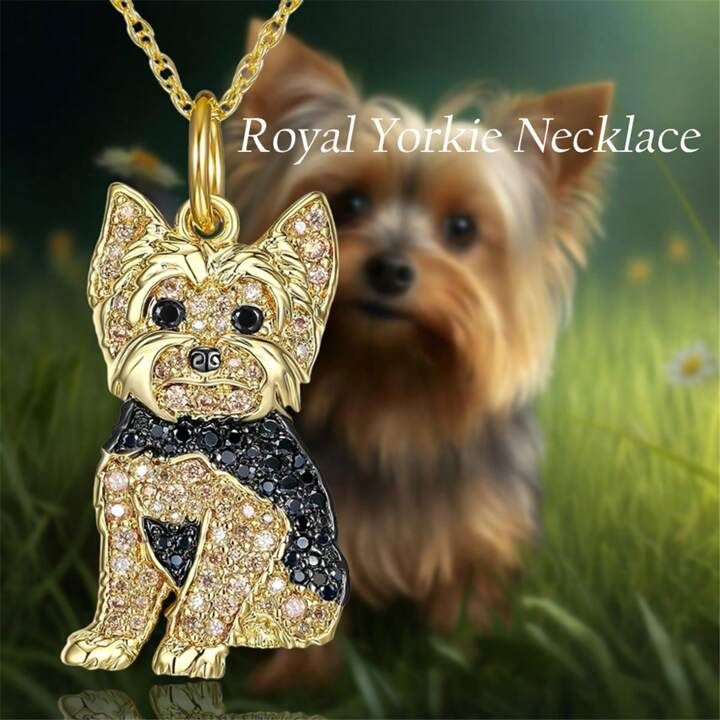 Cute Royal Yorkie Sparkling Rhinestone Pet Pendant Necklace Exquisite Dog Animal Jewelry Accessor... | SHEIN