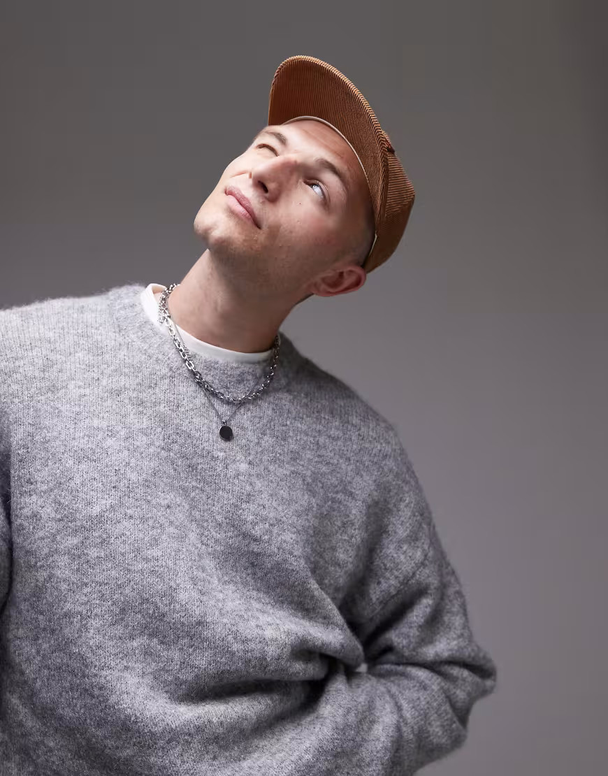 Topman relaxed fit sweater in heather gray | ASOS (Global)