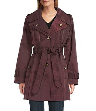 London Fog Double Collar Long Sleeve Belted Single Breasted Trench Coat - L | Dillard's