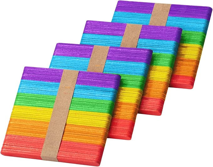 Mr. Pen- Colored Popsicle Sticks, 200 Pack, 4.5 Inch, Colored Craft Sticks, Colorful Popsicle Sti... | Amazon (US)