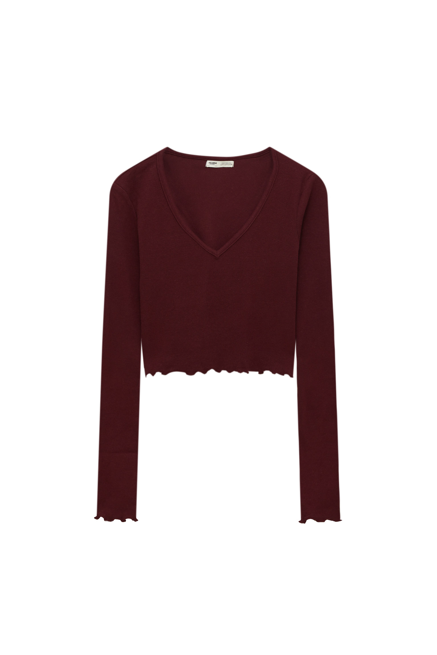 Ribbed long sleeve top | PULL and BEAR UK