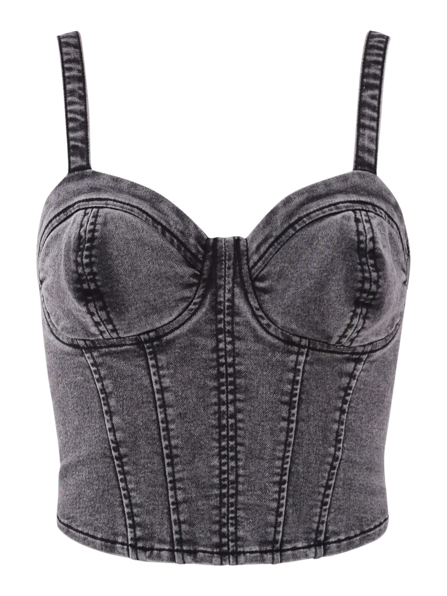 No Boundaries Denim Corset Top, Women's and Women's Plus | Walmart (US)