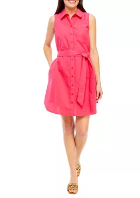 Crown & Ivy Women's Sleeveless Button Front Dress, Coral, XS | Belk