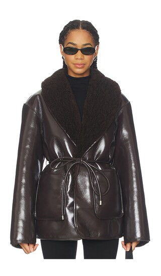 By Marianna Neriah Reversible Faux Leather Jacket in Chocolate Brown | Revolve Clothing (Global)