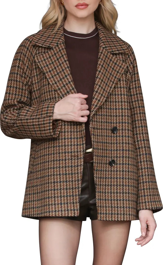 Relaxed Plaid Raglan Double Breasted Short Coat | Nordstrom