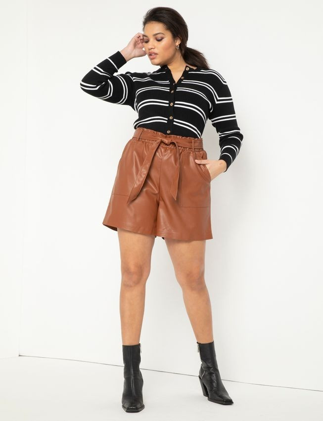 Vegan Leather Shorts - Cognac | Eloquii