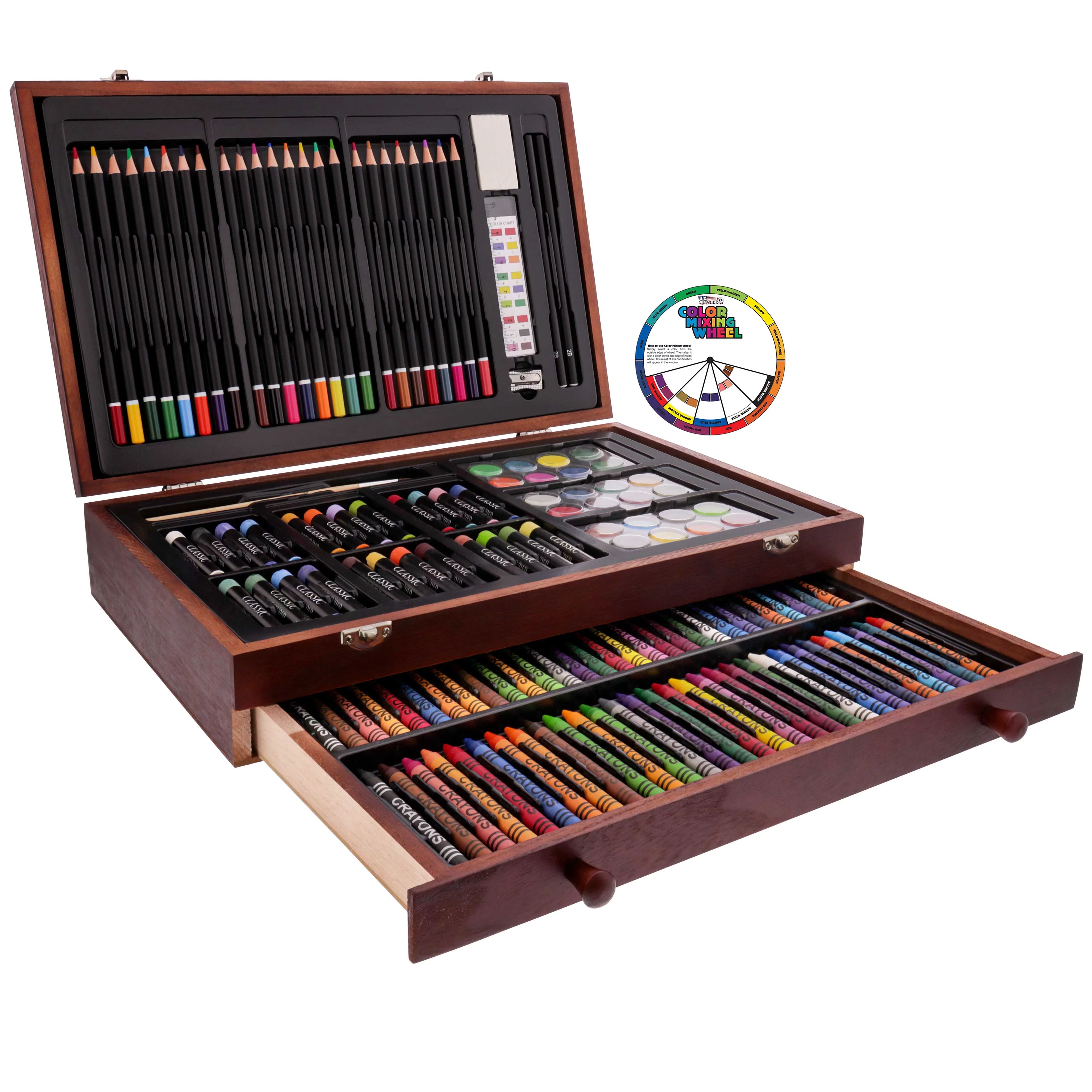 U.S. Art Supply 143-Piece Mega Wood Box Art Painting, Sketching and Drawing Set in Storage Case -... | Walmart (US)