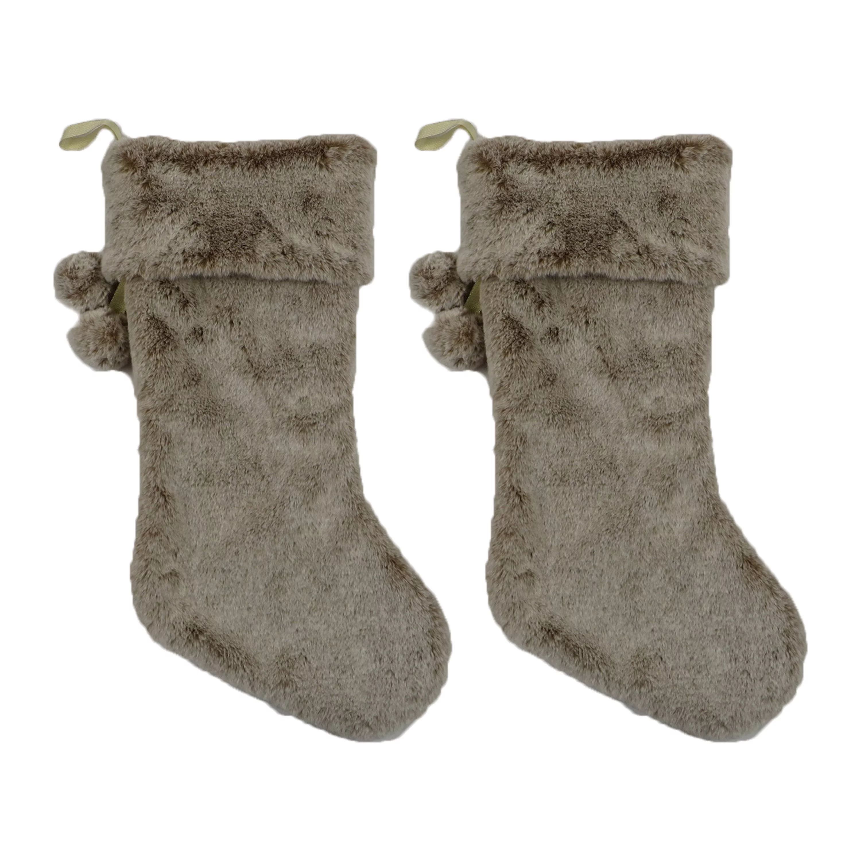 Holiday Time Brown Faux Fur Stockings, 20", 2 Pack - Walmart.com | Walmart (US)