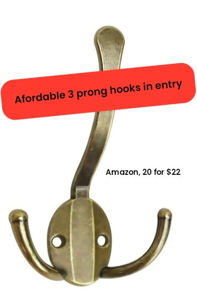 Entryway hooks, rustic antique brass, 3 prong, affordable sale, Amazon 

#LTKHome #LTKFindsUnder100