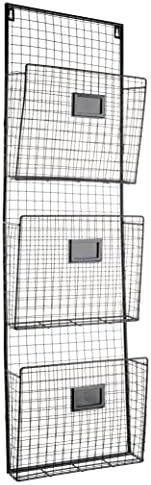 Three Tier Wall File Holder – Durable Black Metal Rack with Spacious Slots for Easy Organizatio... | Amazon (US)