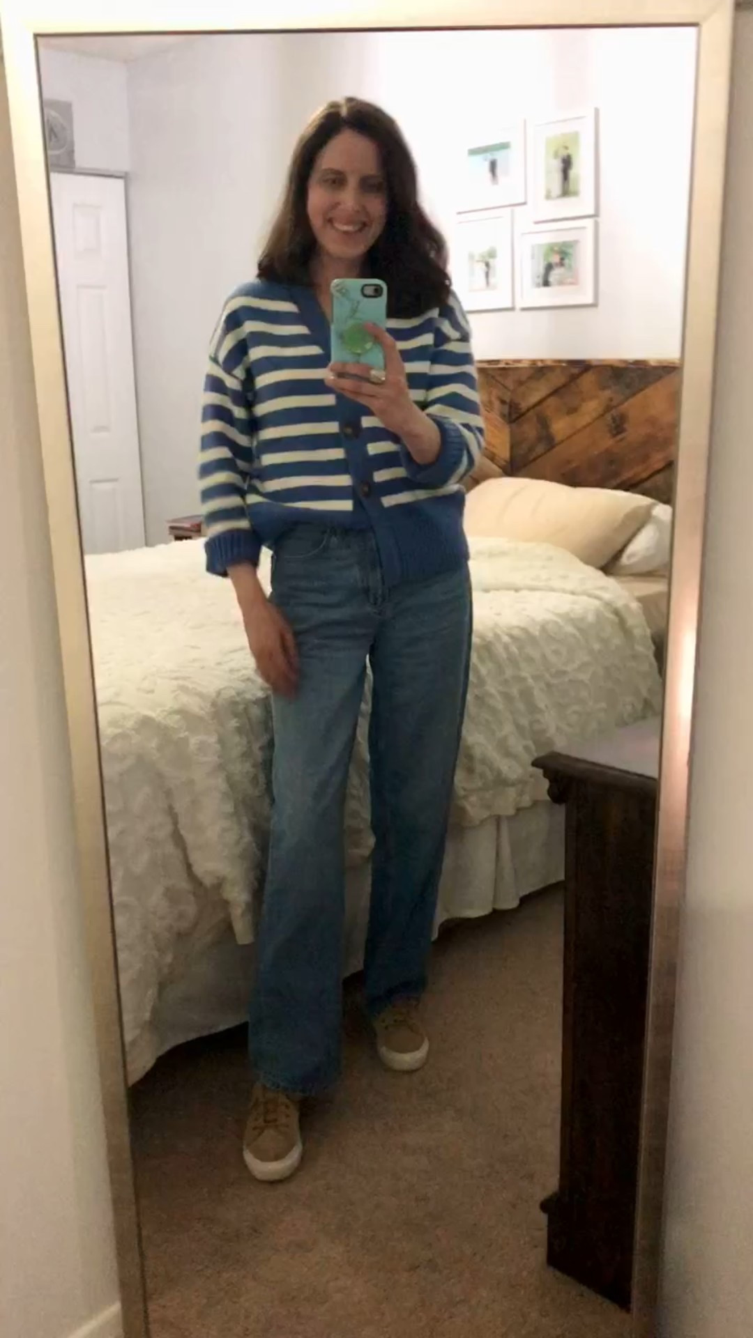 Blue and white stripe amazon sweater, wide leg jeans 🩵

#LTKFindsUnder50 #LTKSeasonal #LTKFindsUnder100