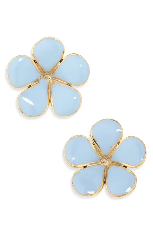 Oscar de la Renta Enamel Flower Stud Earrings in Blue at Nordstrom | Nordstrom