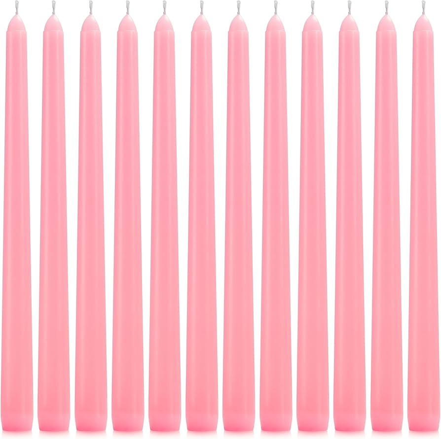 12 Pack Pink Taper Candles - Taper Candles 10 Inch Dripless, Smokeless & Unscented - 8 Hours Long... | Amazon (US)