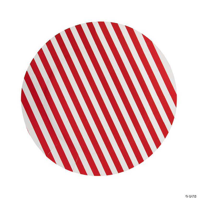 Red & White Striped Paper Chargers - 24 Pc. | Oriental Trading Company