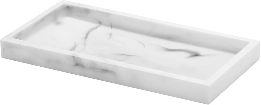 Luxspire Bathroom Vanity Tray, Resin Dresser Jewelry Ring Dish Tank Storage Kitchen Sink Countert... | Amazon (UK)