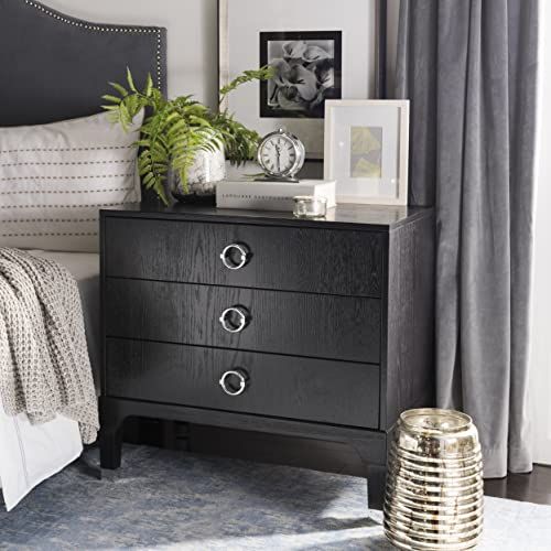 Safavieh Home Collection Lorna 3 Drawer Contemporary Night Stand Nightstand, Black | Amazon (US)