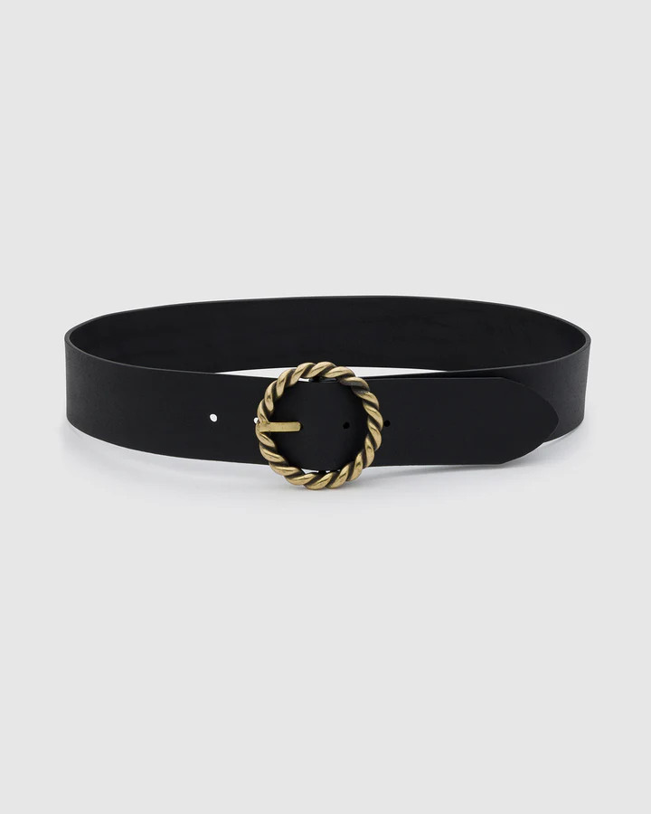 Wide Leather Belt with Metal Rope Twist Buckle | Splendid | Splendid