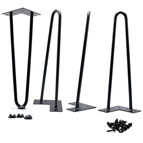 14" Hairpin Legs 1/2" [Satin Black] -Leg Protectors(4) + Screws(20) [Set of 4] - Metal Legs - Cof... | Amazon (US)