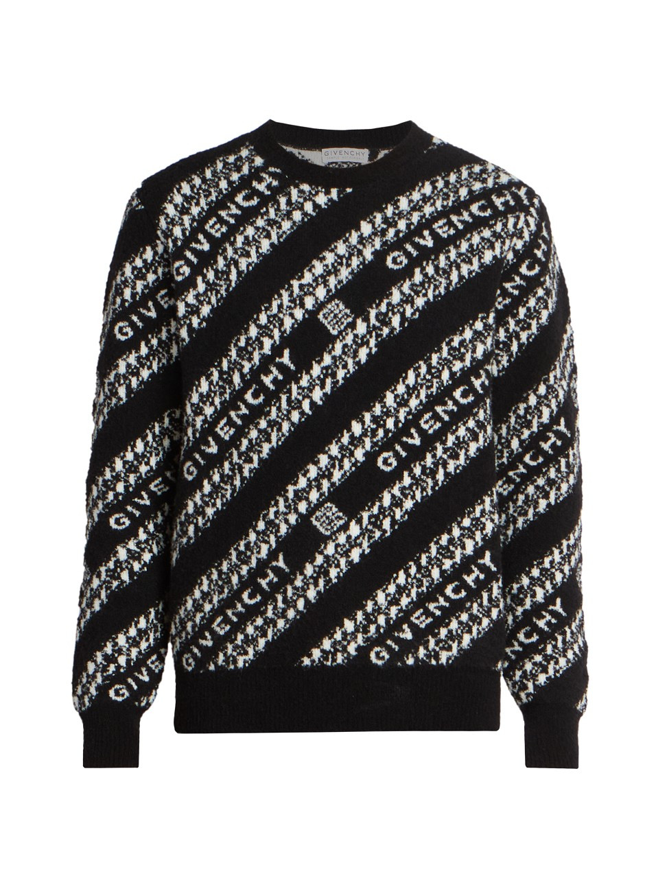 Givenchy Men's Logo Intarsia Chain Wool-Blend Sweater - Black White - Size Small | Saks Fifth Avenue
