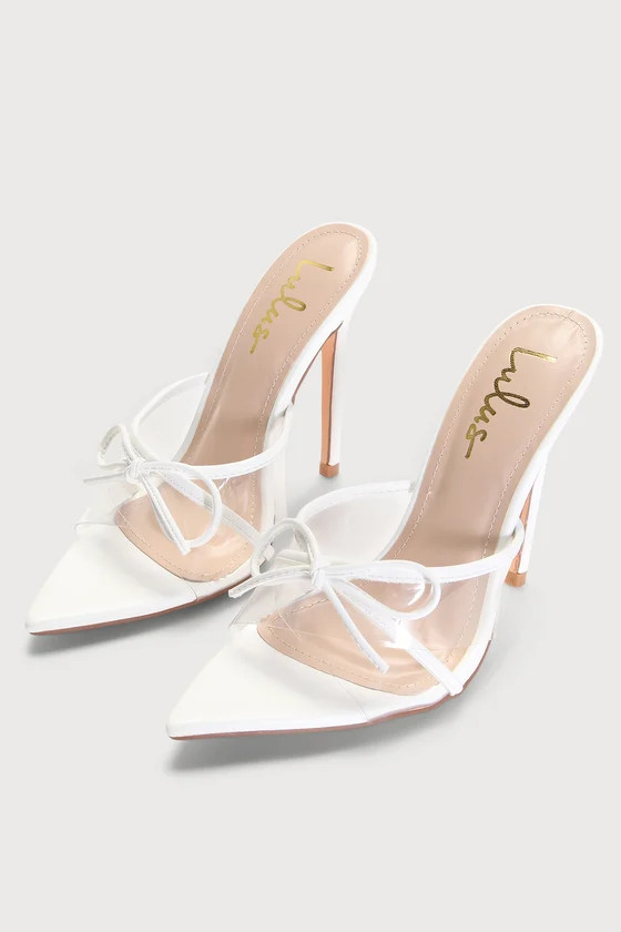 Haxy White Vinyl Pointed-Toe High Heel Sandals | Lulus (US)