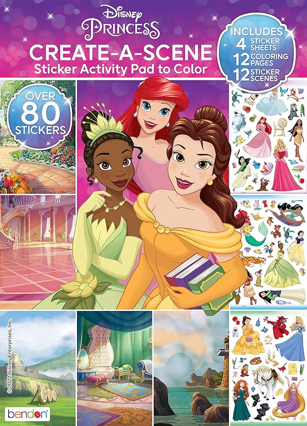 Disney Princess Create-A-Scene Over 80 Stickers Activity Pad to Color | Amazon (US)