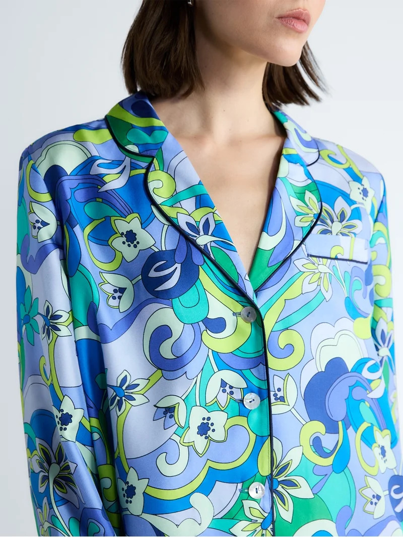 Free Assembly Women's and Women's Plus Silk Day Jama Shirt with Long Sleeves, Sizes XS-4X - Walma... | Walmart (US)