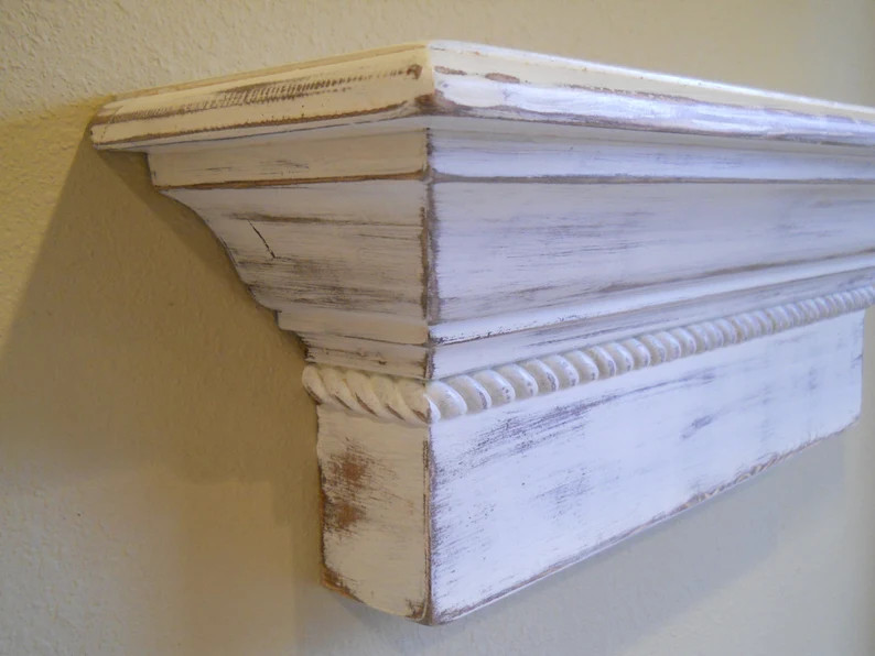 Floating Wall Shelf, Shabby Fireplace Mantel, Distressed Wall Shelf, Fire Place Mantle, Distresse... | Etsy (US)