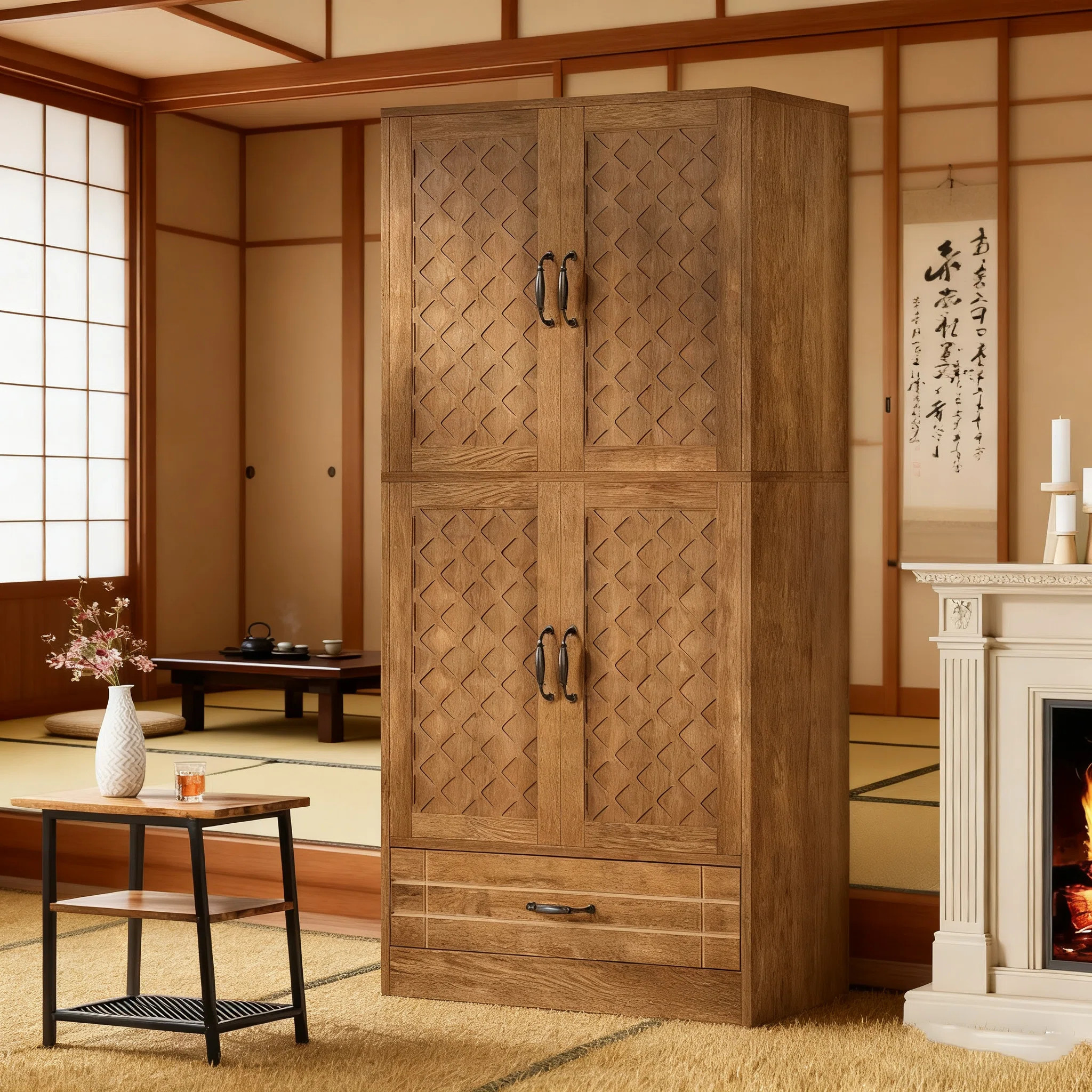 70.08"h Farmhouse Bookcase With Closed Cabinets & Drawer, Rustic Brown Manufactured Wood Bookshel... | Wayfair North America