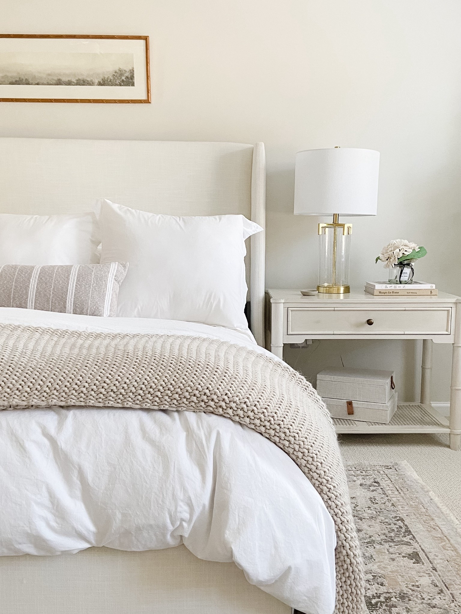 When you want your bedroom to feel like a breath of fresh air 🌬️
Upholstered bed fabric is Zuma White
#bedroomdesign #bedroomdecor #bedroom #bedframe #headboard #bedding #nightstand #walldecor #wallart #neutraldecor #neutralhome #nancymeyers 

#LTKHome