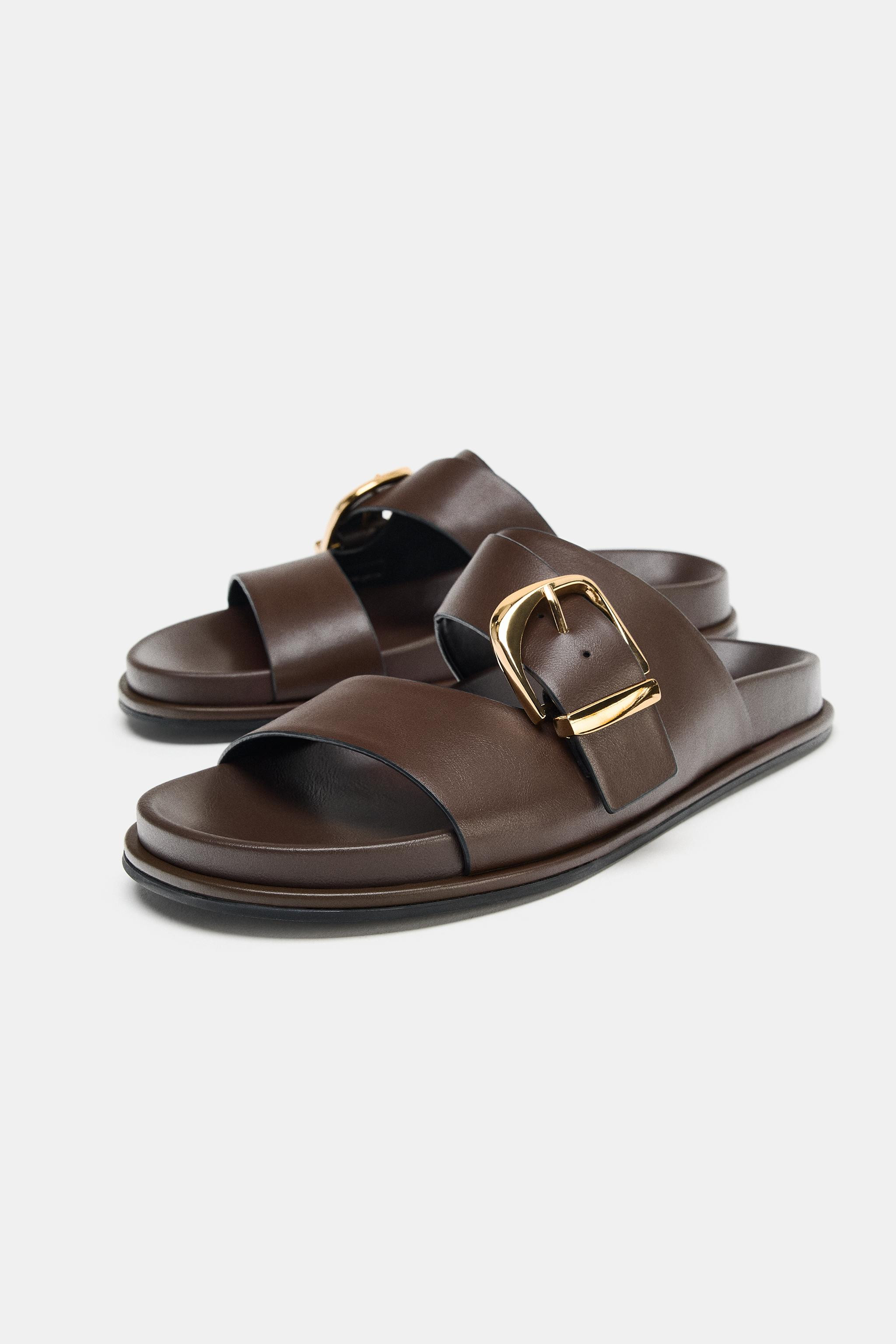 BUCKLED FLAT SANDALS | Zara UK
