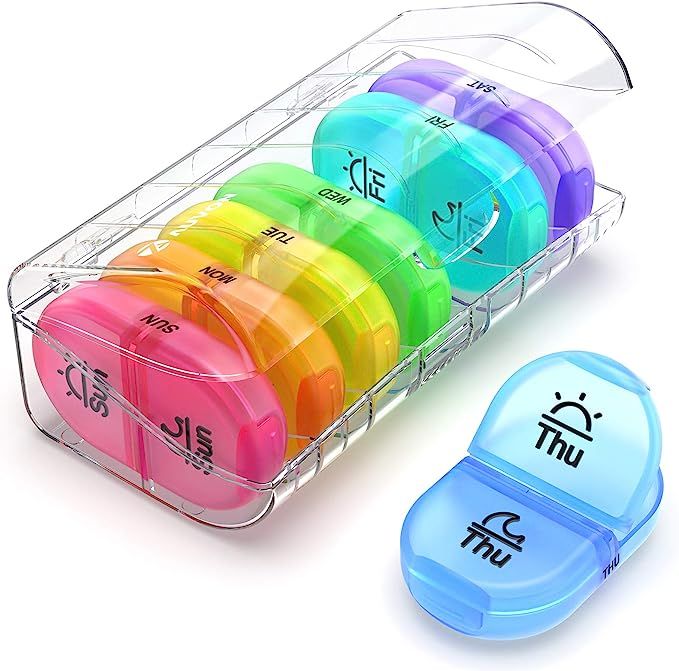 AUVON Pill Box 2 Times a Day, Weekly Pill Organizer AM PM with 7 Daily Pocket Case to Hold Vitami... | Amazon (US)