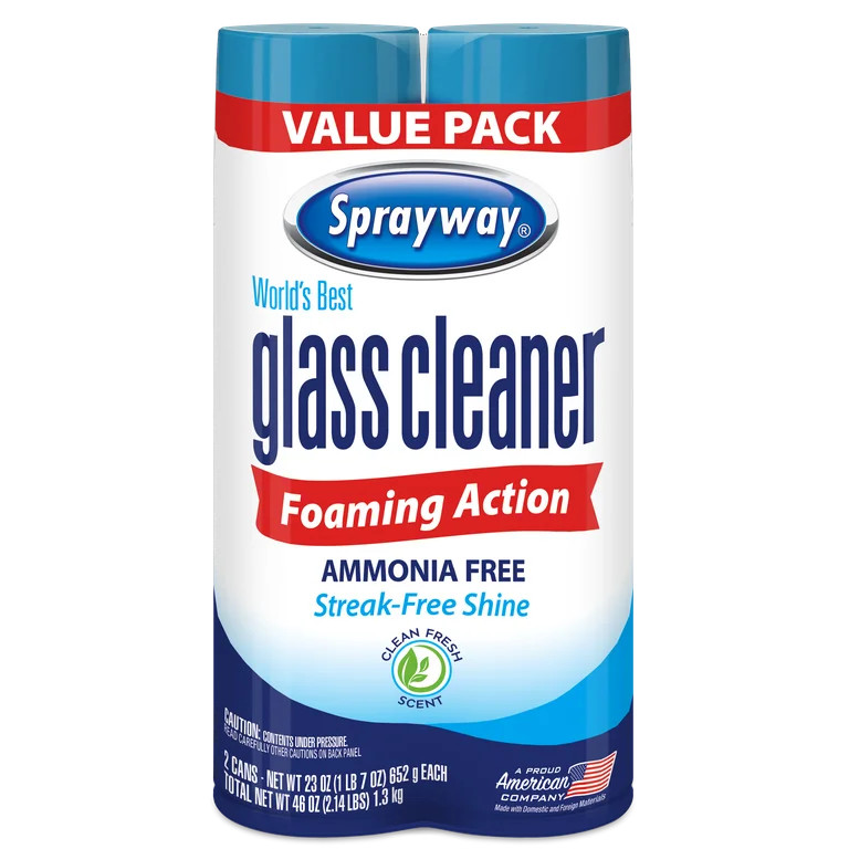 Sprayway Glass Cleaner Foaming Aerosol Spray, 19 oz, 2-Pack, Ammonia-Free, Streak-Free Shine | Walmart (US)