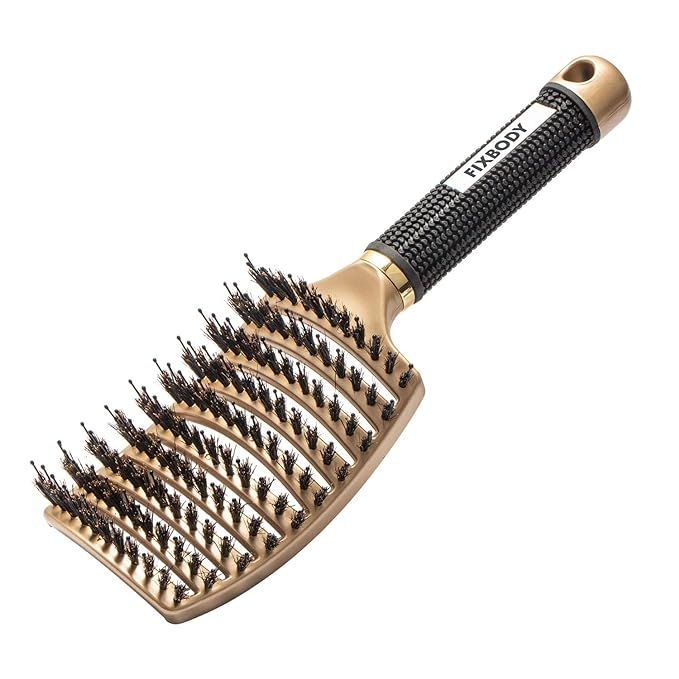 FIXBODY Boar Bristle Hair Brush - Curved & Vented & Oversize Design Detangling Hair Brush for Wom... | Amazon (US)