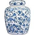 Creative Co-Op Decorative Ceramic Ginger Jar with Lid, Blue and White, Large | Amazon (US)