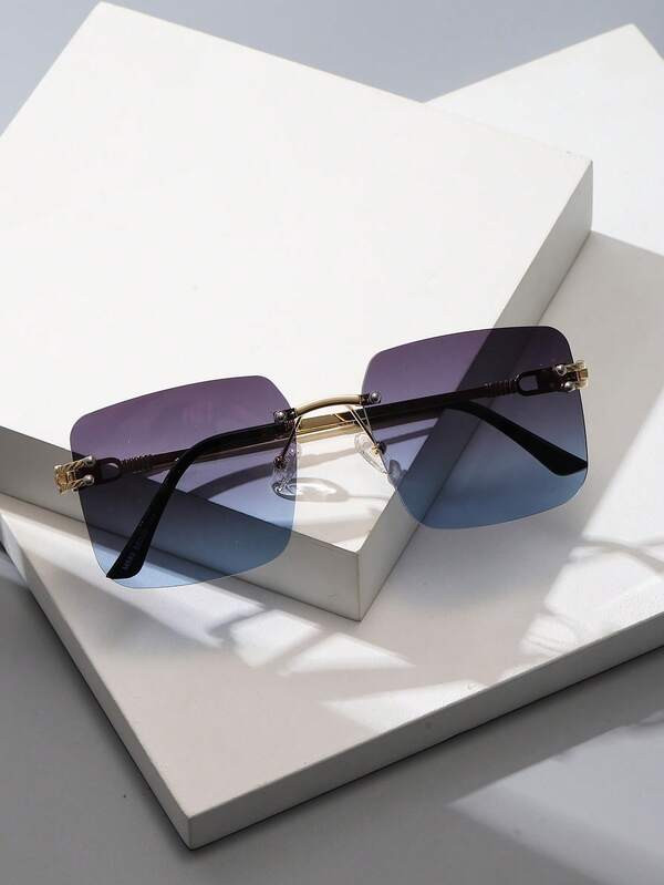 1pair Women Ombre Lens Rimless Boho Fashion Glasses, For Summer | SHEIN
